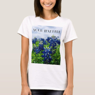 Blånät Blåa blommor Texas texan Blommigt T Shirt