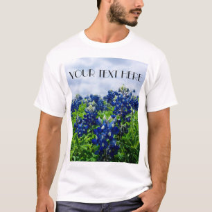 Blånät Blåa blommor Texas texan Blommigt T Shirt