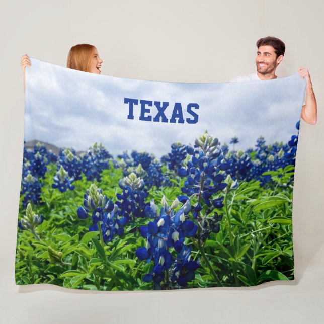 Blånät Blåa blommor Texas texan Blommigt Ull Fleecefilt (På plats)