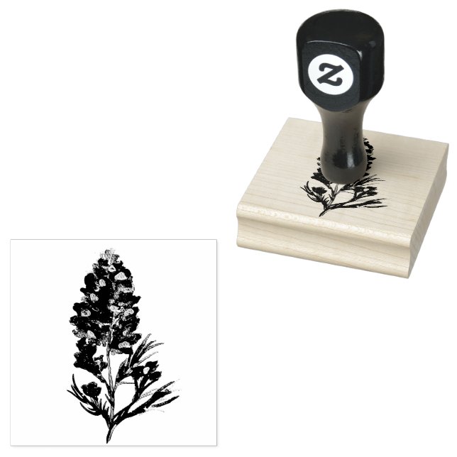 Blånät Blommigt Rustic Vintage Craft Art Cute Stämpel (Stämplad)