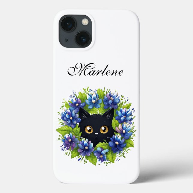 Blånät Cute Cat Texas Flower Blommönster (Baksida)