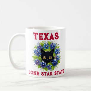 Blånät Cute Cat Texas Flowers Lupine Kaffemugg