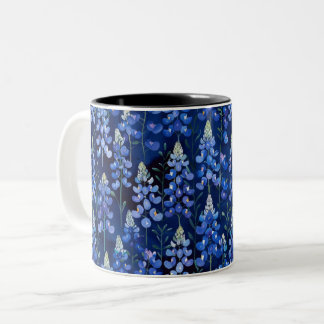Blånät - Mörk blått Texas Flowers Två-Tonad Mugg