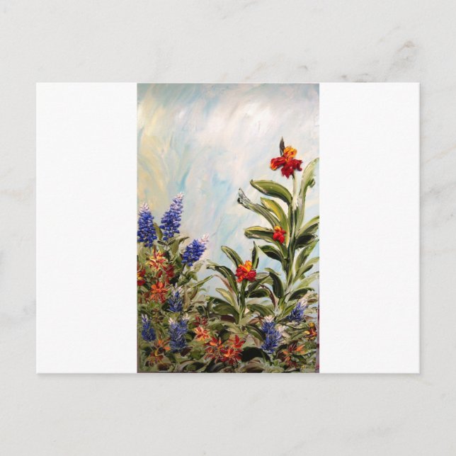 Blånät och Canna Lilies Vykort (Framsida)