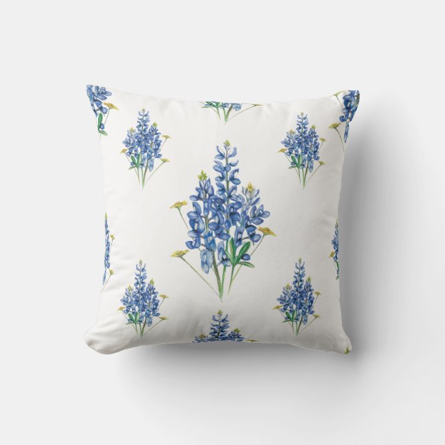 Blånät och Wildblomma Mönster Dekorativ kudde (Framsida)