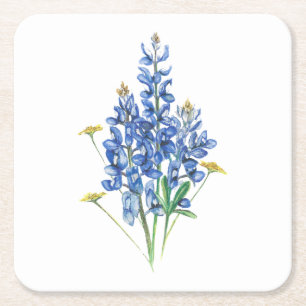 Blånät och Wildblommor Underlägg Papper Kvadrat