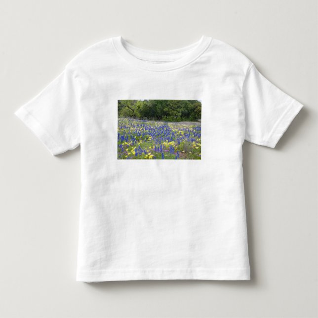 Blånät, rosor och blommor t-shirt (Framsida)
