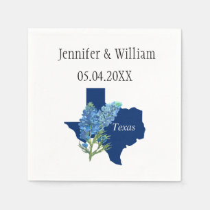 Blånät Texas-blommans vattenfärg Blommigt Bröllop Pappersservett