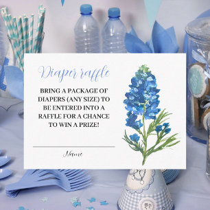 Blånät Texas Blommigt Diaper Raffle Baby Shower Tilläggskort