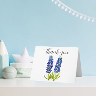 Blånät Texas Blommor Baby Shower Tack Kort