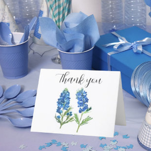 Blånät Texas Blommor Baby Shower Tack Kort
