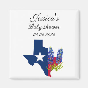 Blånät Texas-blommor Blommigt Babydusch Magnet
