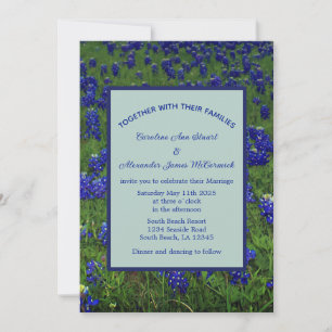 Blånät Texas Blue Blommigt Elegant bröllop Inbjudningar