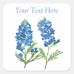 Blånät Texas Blue Blommigt vintage vattencolor Fyrkantigt Klistermärke