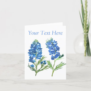 Blånät Texas Blue Blommigt vintage vattencolor Tack Kort