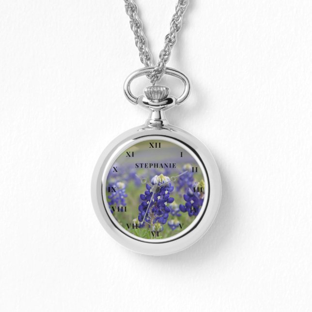 Blånät Texas Flower Lupine Blommigt Armbandsur (Framsida)