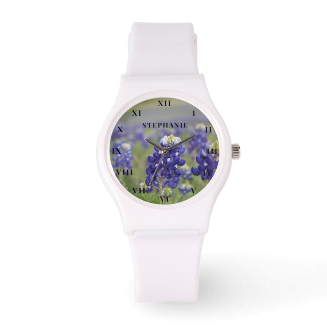 Blånät Texas Flower Lupine Blommigt Armbandsur (Framsida)