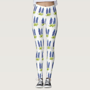 Blånät Texas Flowers Wildblommor Watercolor Leggings