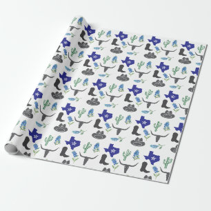 Blånät Texas Flowers Wildblommor Watercolor Presentpapper