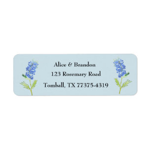 Blånät Texas State Flowers Lupine Blue Returadress Etikett