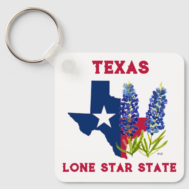 Blånät Texas State Flowers Lupine Lone Star K Nyckelring (Framsida)