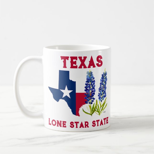 Blånät Texas State Flowers Lupine Lone Star Kaffemugg (Vänster)
