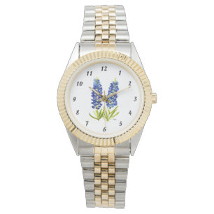 Blånät Texas State Flowers Lupine Watercolor Armbandsur