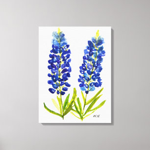 Blånät Texas State Flowers Lupine Watercolor Canvastryck