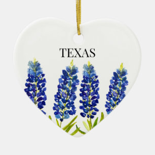 Blånät Texas State Flowers Lupine Watercolor Julgransprydnad Keramik