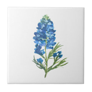Blånät Texas State Flowers Lupine Watercolor Kakelplatta