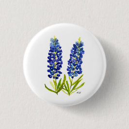 Blånät Texas State Flowers Lupine Watercolor Knapp