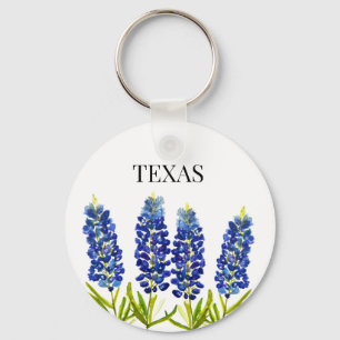Blånät Texas State Flowers Lupine Watercolor Nyckelring