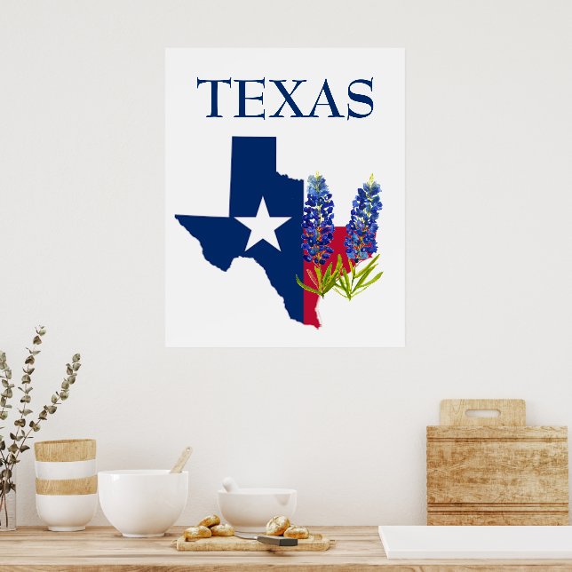 Blånät Texas State Flowers Lupine Watercolor Poster (Kök)