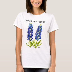 Blånät Texas State Flowers Lupine Watercolor T Shirt