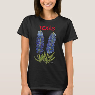 Blånät Texas Wildblommor Lupine Watercolor T Shirt