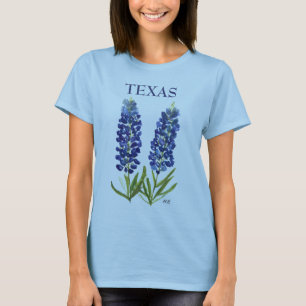 Blånät Texas Wildblommor Lupine Watercolor T Shirt
