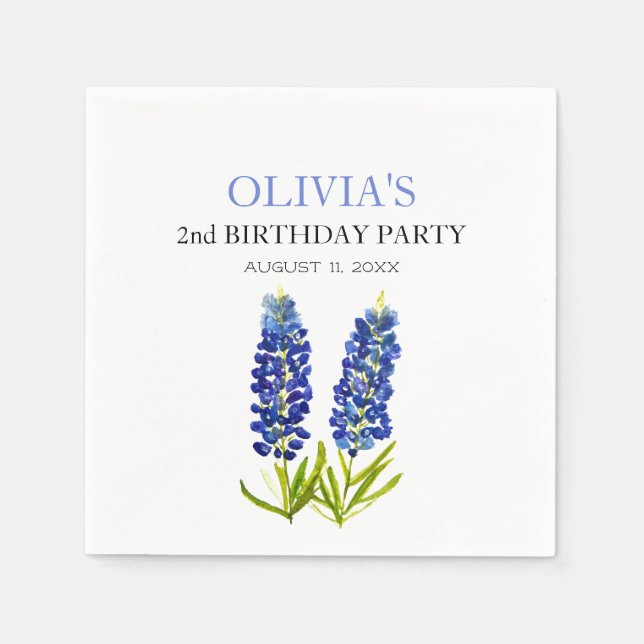 Blånätsblommor Party, andra födelsedag Flicka Pappersservett (Framsidan)