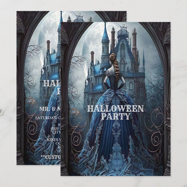 Blånattsskandalen i Halloween fest Inbjudningar (Fram/baksida)