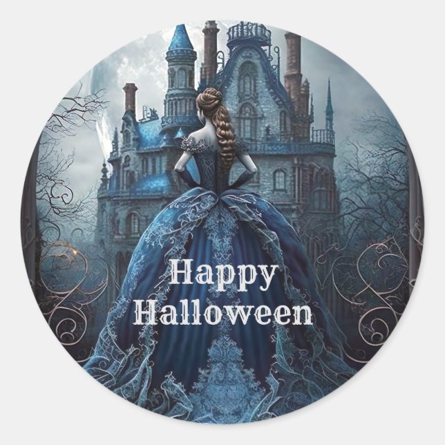 Blånattsskandalen i Halloween fest Runt Klistermärke (Framsida)
