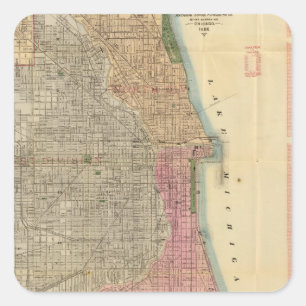 Blanchards guide karta of Chicago Fyrkantigt Klistermärke
