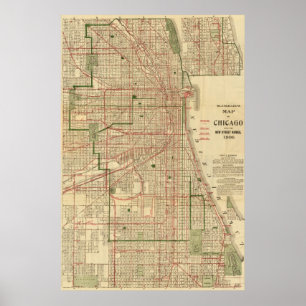 Blanchards karta av Chicago Poster
