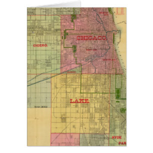 Blanchards karta of Chicago och environs Hälsningskort
