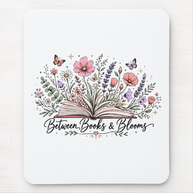 Bland böcker och blommar bokälskare läsare musmatta (Framsidan)
