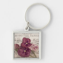 Bland panelerna fyrkantig silverfärgad nyckelring