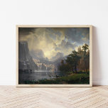 Bland Sierran Nevada, CA | Albert Bierstadt Poster<br><div class="desc">Bland Sierran Nevada i Kalifornien (1868) av Albert Bierstadt är en fantastisk landskapsmålning som visar storheten i Sierran Nevadas berg. Med boskapstoppar, expansiv himmel och lush valleys fångar Bierstadt den amerikanska Västerns stora och orörda skönhet. Målningens livliga ljus och dramatiska kontraster återspeglar vildmarkens annalkande , som är en levande åskådare...</div>