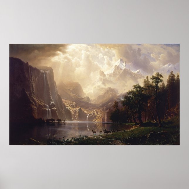 Bland Sierran Nevada, CA av Albert Bierstadt Poster (Framsidan)