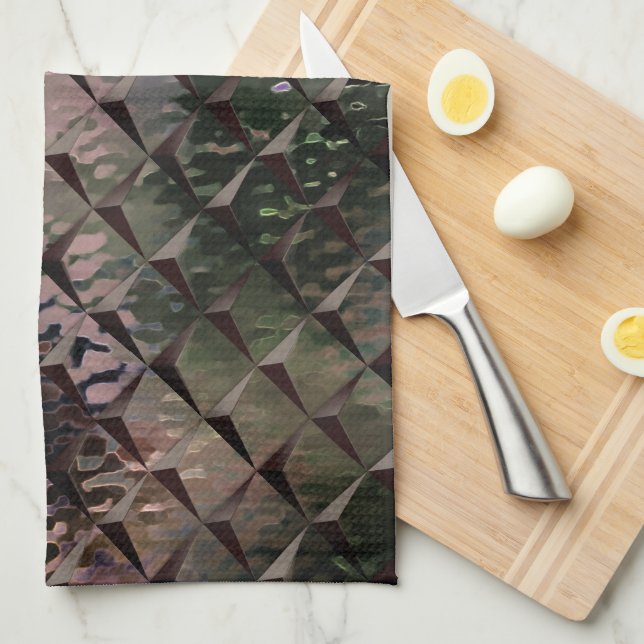 Blanda 3D-rutor med hammarglas av bakgrund T Kökshandduk (Vikt i Fjärdedel)