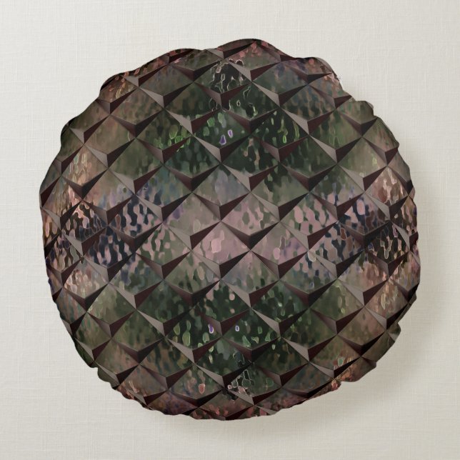 Blanda 3D-rutor med hammarglas av bakgrund T Rund Kudde (Baksidan)