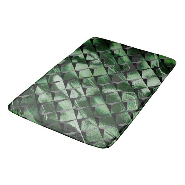 Blanda 3D-rutor med mörk grönt bakgrundsbild Badrumsmatta (Vinklad)