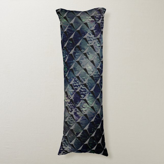 Blanda 3D-rutor med mörk "rökglas" Kroppskudde (Framsidan Vertikal)